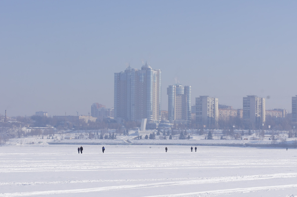 Зимняя Самара с Волги